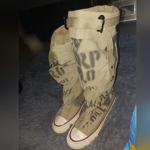 military-inspired handmade canvas boots with a punk vibe..Best Seller, unique...